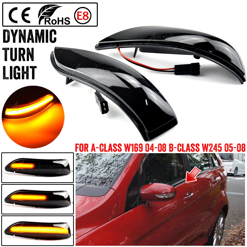 

2X Dynamic Blinker LED Turn Signal Light For Mercedes Benz A Class W169 B Class W245 A1698201121 Rear view Mirror Indicator Lamp