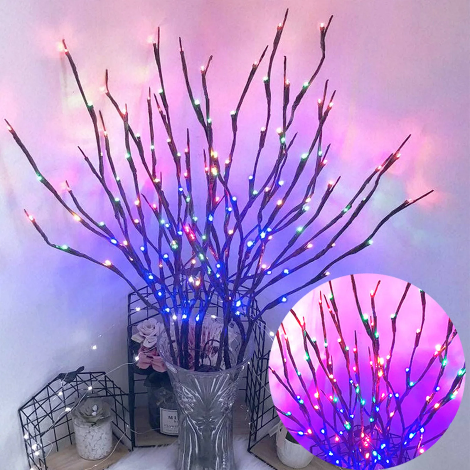 

20 Bulbs LED Willow Branch Lights Lamp Natural Tall Vase Filler Willow Twig Lighted Branch Christmas Wedding Decorative Lights