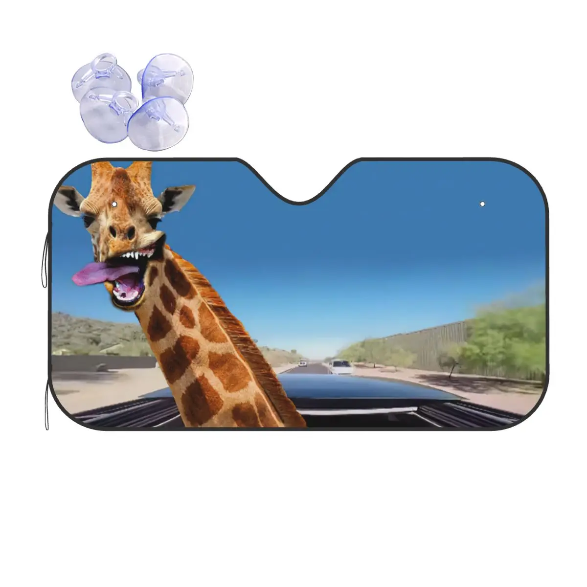 

Giraffe Animals Windshield Sunshade Funny Creative Car Front Window Visor 70x130cm Car Sunshade Heat Reflector