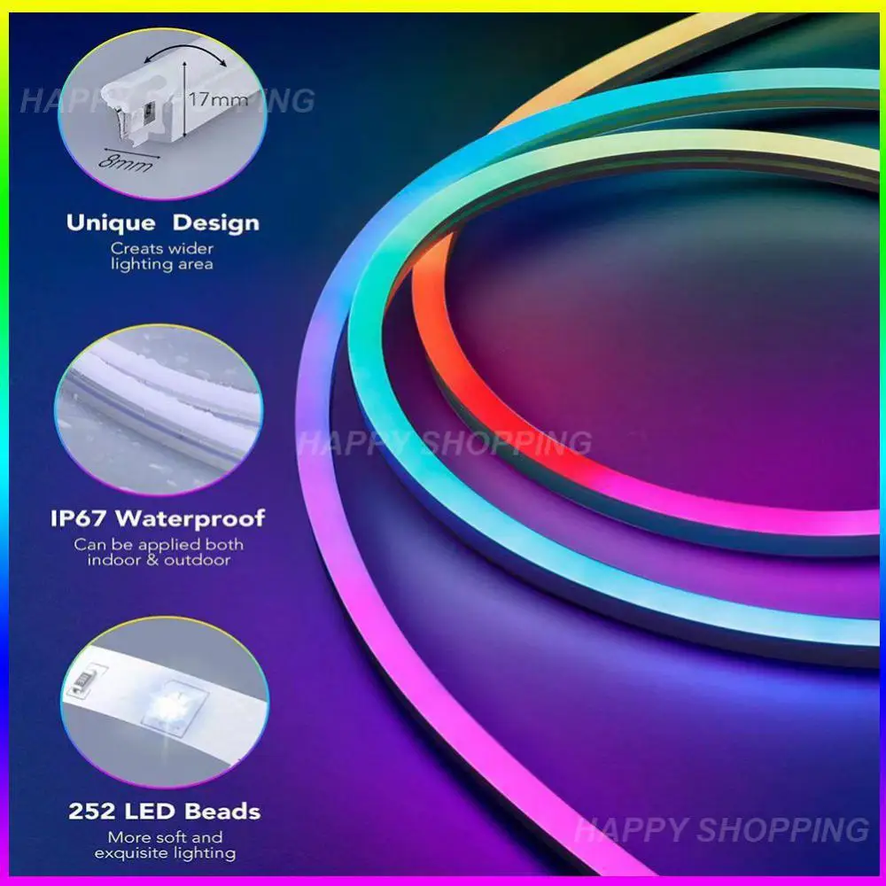 

Светодиодная лента, неоновые светильники для украшения сада, таймер Rgb, управление через приложение, работает с Alexa Google Home, неоновая лента