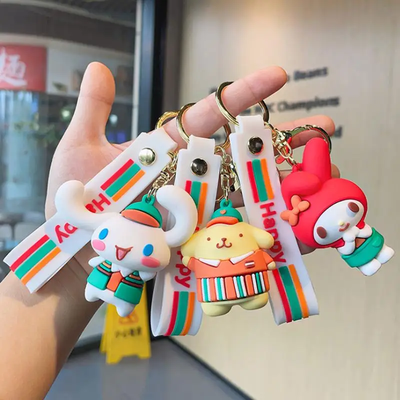 

Kawaii Sanrio Keychain Cute Cinnamoroll Kuromi Cute 3D Doll Cartoon Keychain Pendant Backpack Pendant Creative Girl Gift