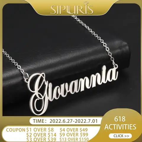 Ожерелье с именем на заказ Sipuris, ожерелье из нержавеющей стали цвета на заказ для женщин и мужчин, ювелирные изделия на заказ, подарок для дев...