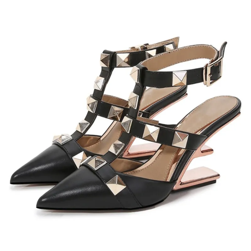 2023 European and American Summer New Slope Heel Thick Sole Slippers Fashion Show Banquet Party Women's High Heel Sandals