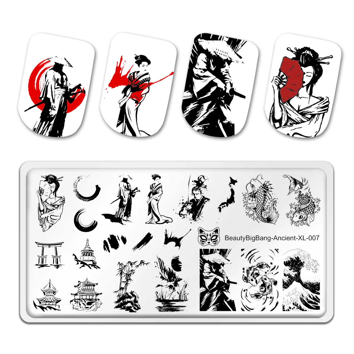 

Beautybigbang Stainless Steel Nail Stamping Plate Nail Art Template Japanese Cartoon Character Template Tool DIY Ancient 007