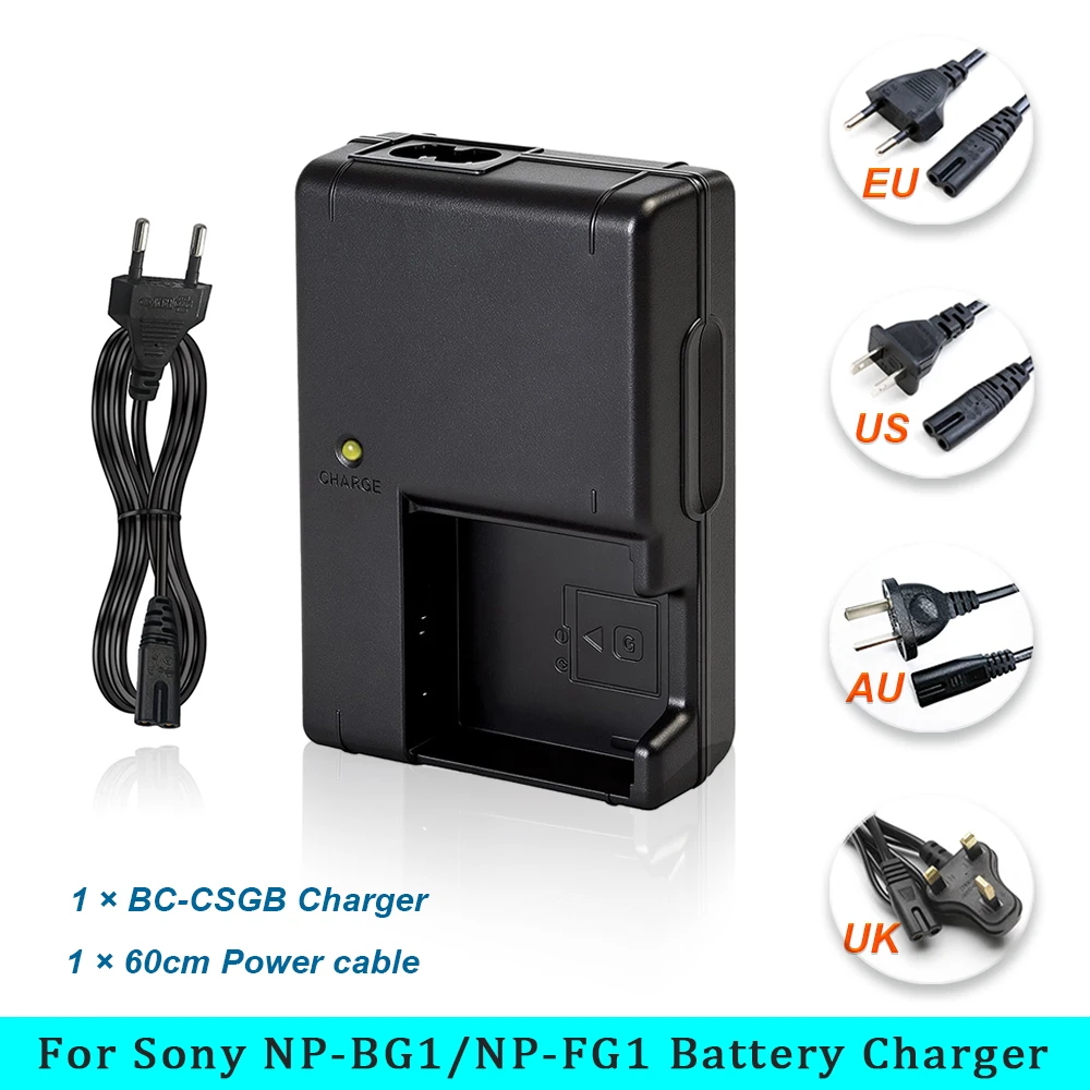 Зарядное устройство NP-BG1 для аккумуляторов BC-CSG, BC-CSGB, NP-BG1, NP-FG1, совместимое с Sony DSC-H3, H7, H9, H10, W120, W130, W150 (art.: 3920dc70ff215) - 3920dc70ff215