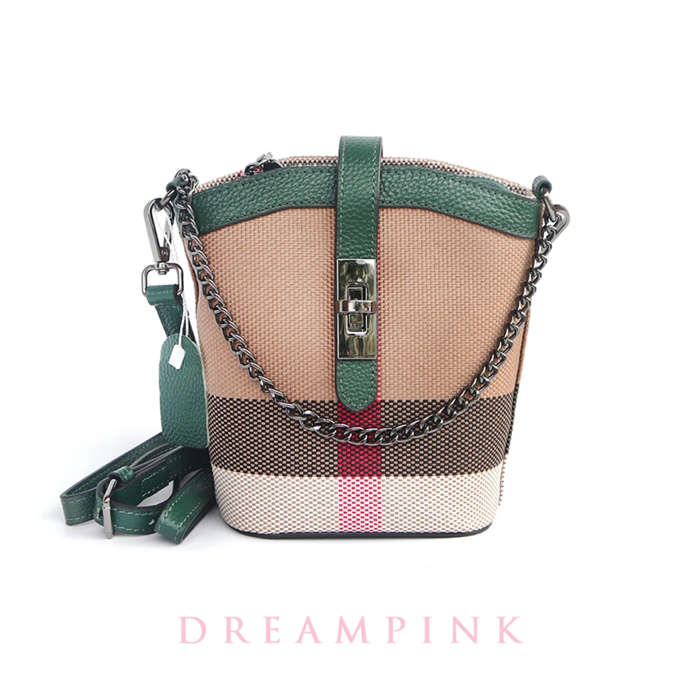 

Модная Маленькая женская сумка через плечо для телефона в стиле ретро, клетчатая холщовая женская сумка-мешок на плечо, кожаная женская сум...