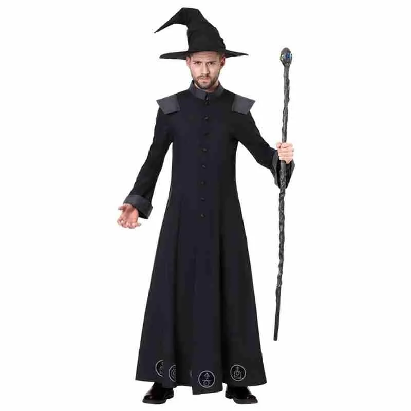 

Костюм Магика для взрослых, накидка, манто, верхняя одежда, костюмы для косплея, накидки с пентаграммой, халаты, шапка, облегающие шапки, плащ для мужчин, праздничный костюм на Хэллоуин