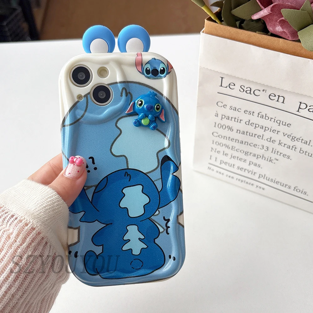 Фото Чехол для телефона из ТПУ с 3D ушками и волнами для iPhone 13 14 15 16 Pro Max 12 Mini 11 7 8 Plus SE 16E XR №5