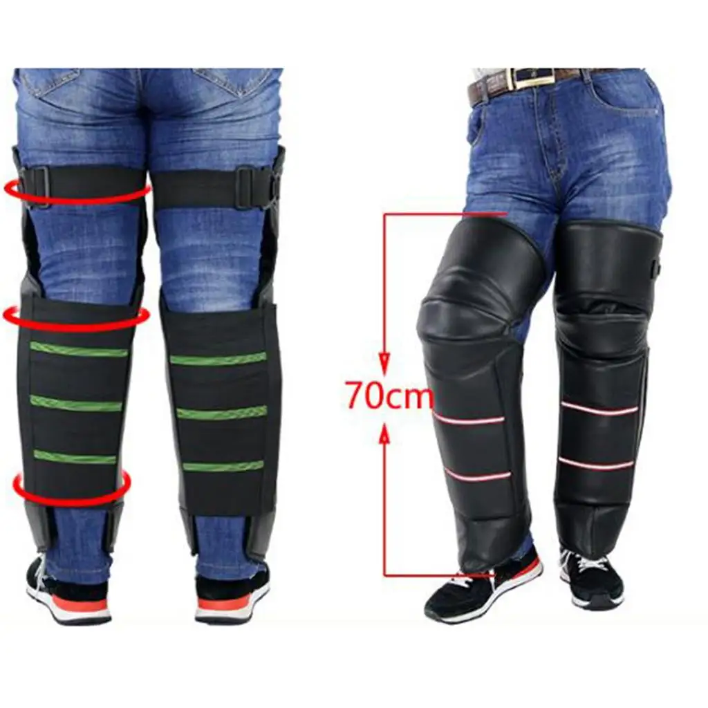 

2x PU Leather Waterproof Warm Knee Pads Leg Warmer Motorcycle Knee