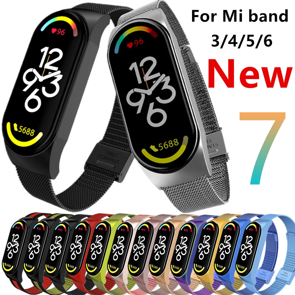 

For Xiaomi Mi Band 7 6 4 5 Strap Wrist Metal Bracelet Screwless Stainless Steel MIband for Mi Band 7 6 4 3 5 Wristbands Pulseira