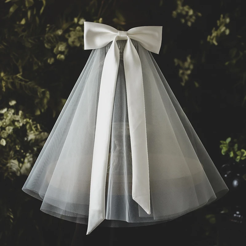 

Japan and South Korea Sweet Handmade Hair Band Satin Bowknot Short Headdress Super Fairy Wedding Bride Headwear