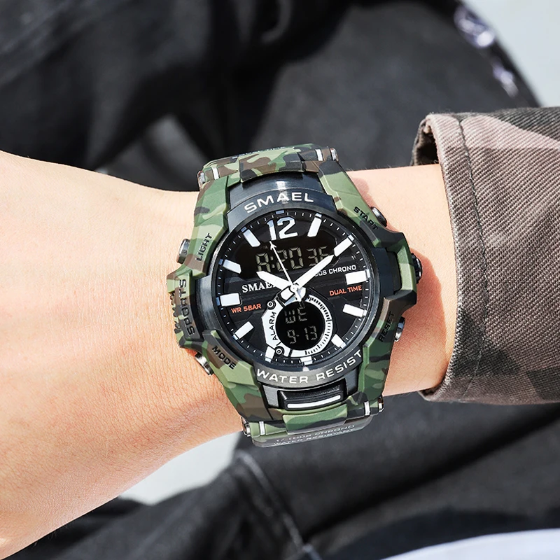 Часы SMAEL мужские наручные кварцевые с большим циферблатом спортивные