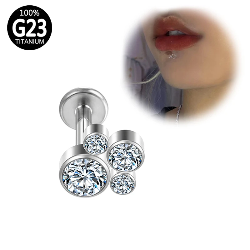 

Septum Piercing Lip Studs Clicker Zircon G23 Titanium Tragus Earrings Cartilage Hinge Segment CZ Body Jewelry for Women Helix