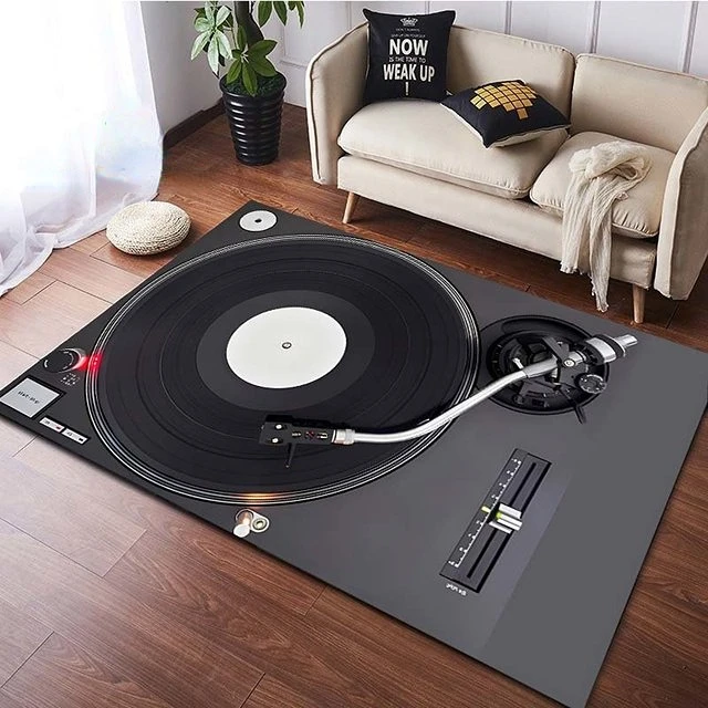

Disc Player Pattern Carpet Home Living Room Decoration Rug Bedroom Kitchen Bathroom Non-slip Floor Mat Hallway Balcony Doormat