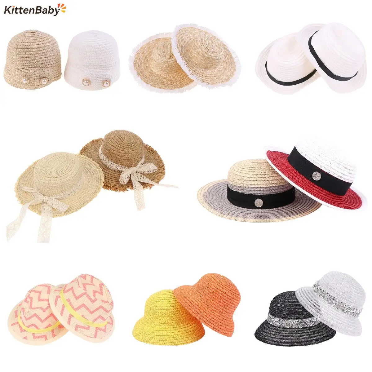 

1/6 1/12 Dollhouse Miniature Straw Hat Mini Doll Hat Doll House Ornament Hand Weaved Dollhouse Accessories