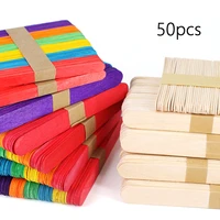 50pcs colorful wooden popsicle sticks natural wood hand crafts art ice cream sticks popsicle diy accessories
