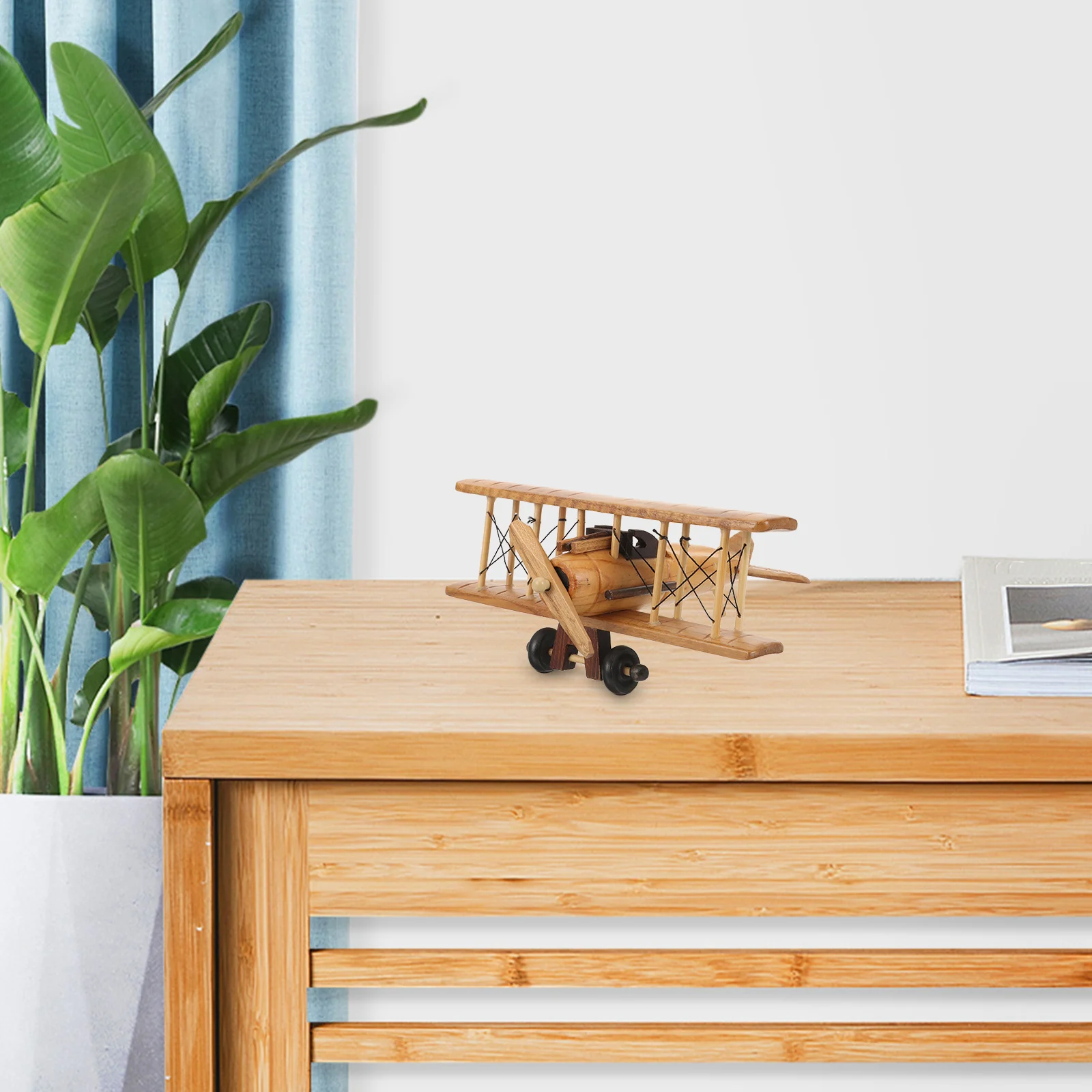 Ретро деревянный самолет модель самолета древесина игрушка украсить