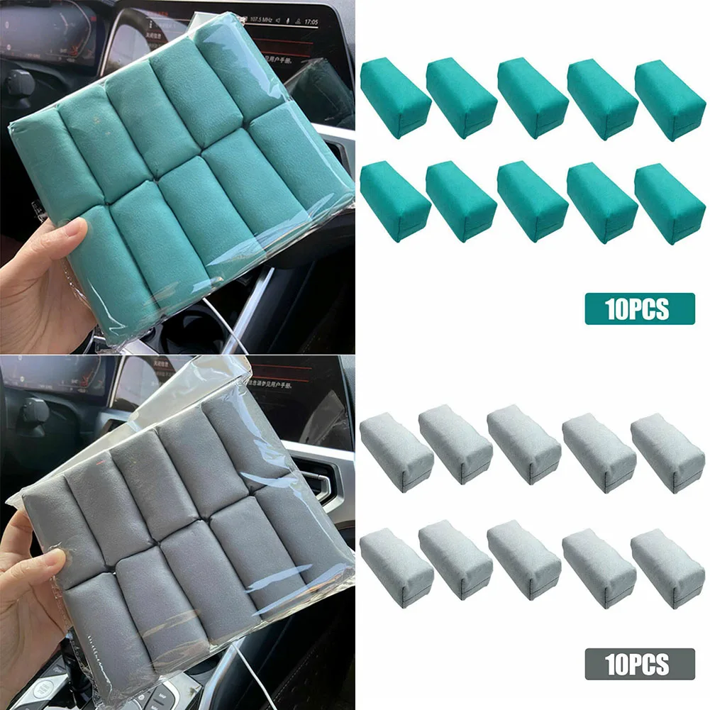 10Pcs Car Detailing Suede Sponge Applicator Use With Ceramic Coating Blue, Gray New High Density Sponge+Soft Fiber images - 6