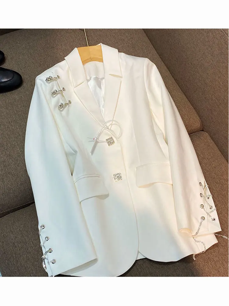 

UNXX White Blazer Oversize 2023 Autumn French Style Slim Suit Jacket Feminine Temperament Ladies Long-sleeved Suit Trend Blazers