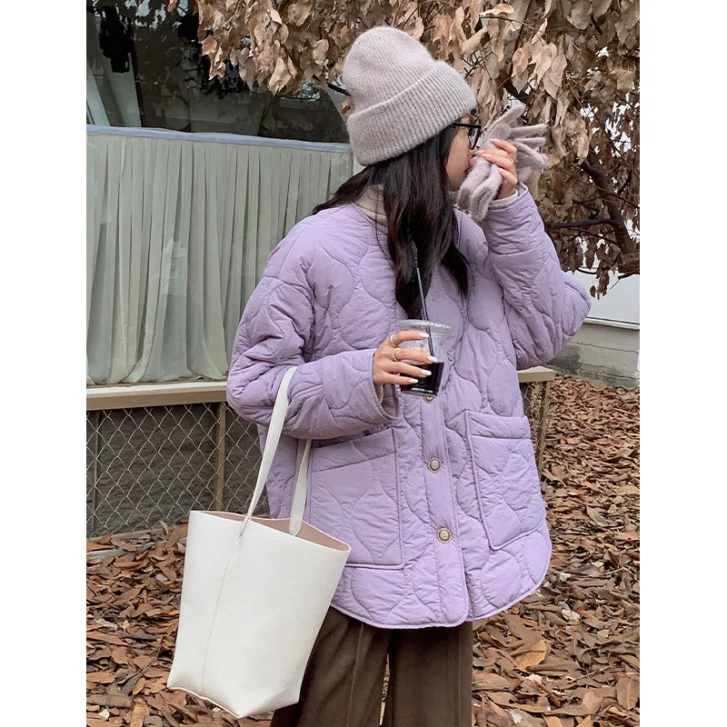 Autumn Winter Cotton Coat Women's New Collared Loose Single Breasted Coat Cotton Modern Seasonal Warm Versatile Baseball Uniform