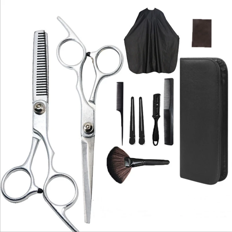 

11 Pcs Professional Hair Cutting Scissors Set Thinning Shears Hair Razor Comb Clips Cape Hairdressing Kit Barber Home