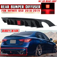 q50 car rear bumper diffuser lip spoiler rear diffuser spoiler protector w led brake light lamp for infiniti q50 2018 2019