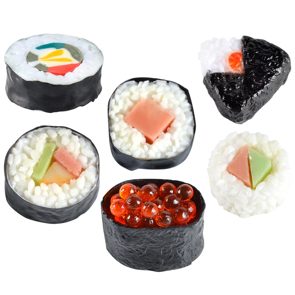 

6Pcs Fake Sushi Model Simulation Rice Roll Model Artificial Food Model Photo Props