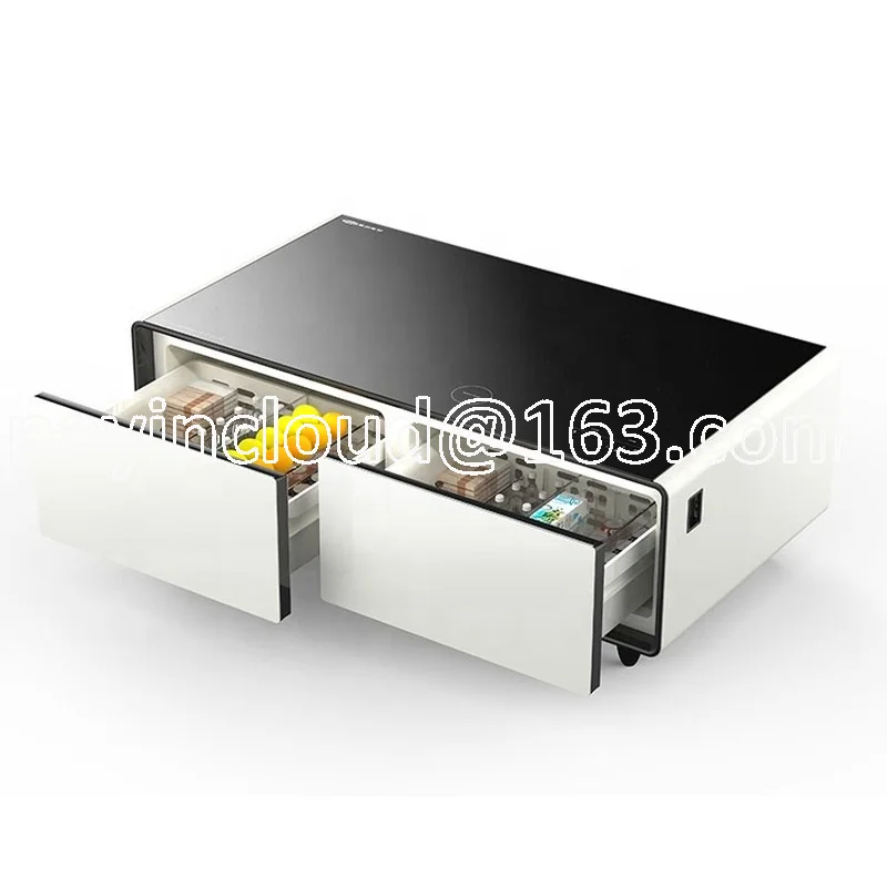 

Hot selling nordic modern dining room or living room smart coffee tea table with refrigerator