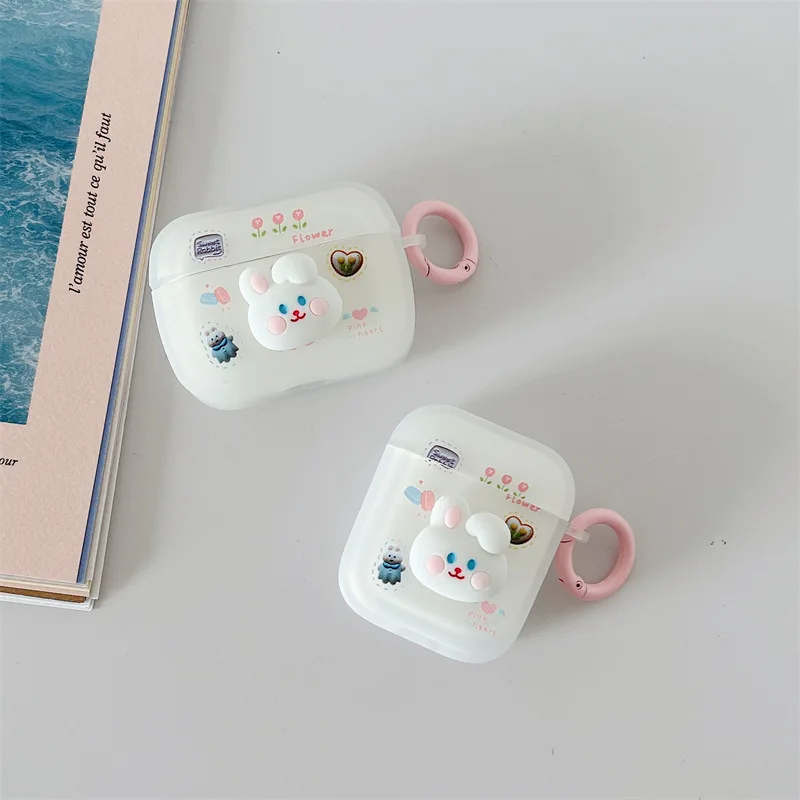 

Cartoon Cute White 3D Rabbit Case for Apple AirPods 1 2 3 Pro Cases Cover IPhone Bluetooth Earbuds Earphone Air Pod Pods Case