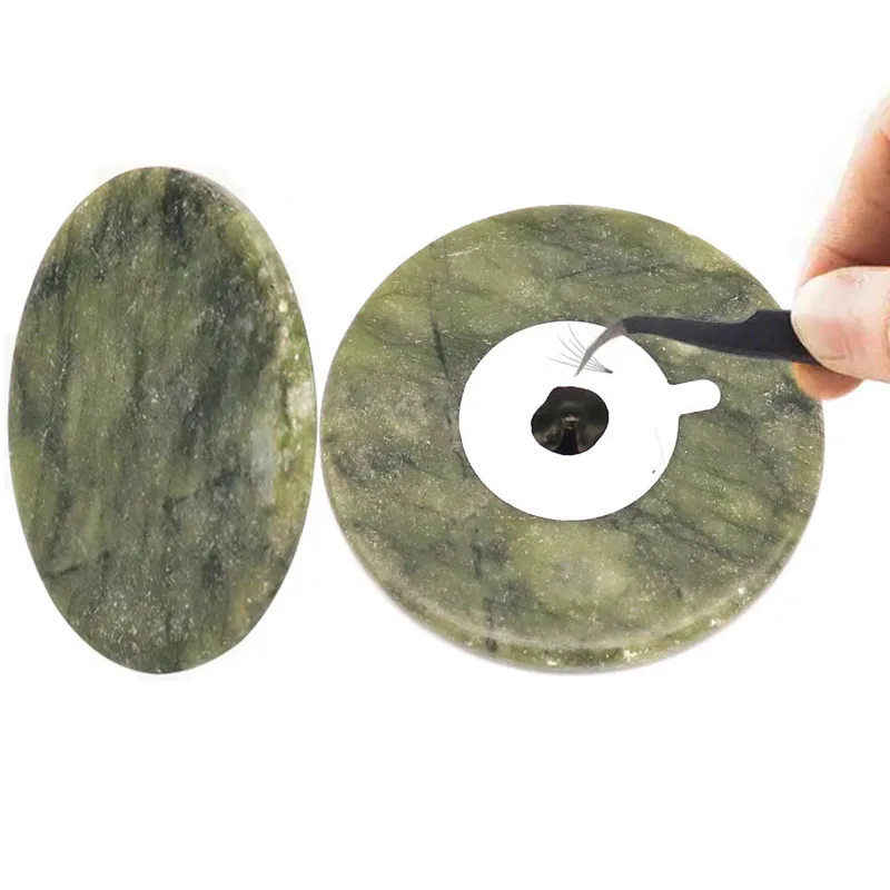 

1 pc Glue Adhesive Pallet Crystal Jade Stone Holder Grafting Tool Lash Eyelashes Makeup Eyelash Extension Eyelash Supplies
