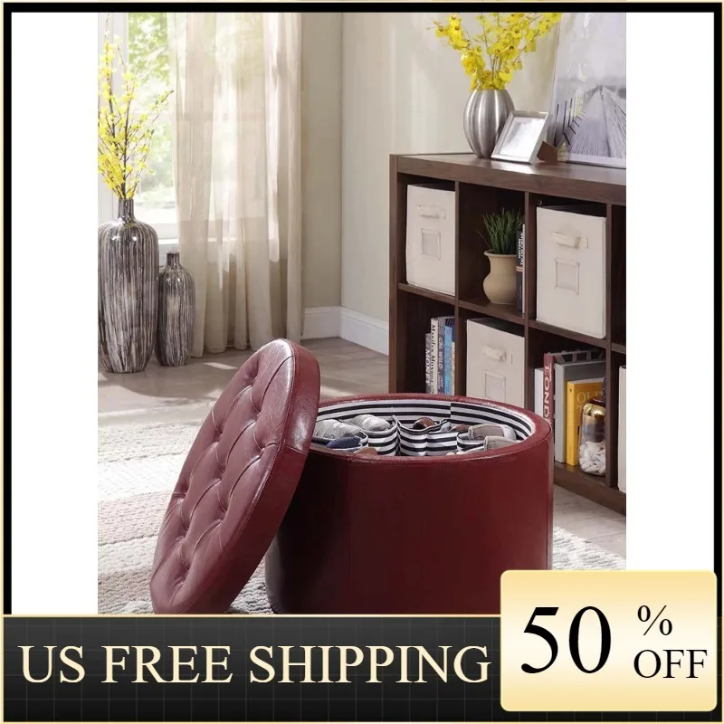 

Convenience Concepts Designs4Comfort Round Shoe Ottoman, Burgandy Ottomans