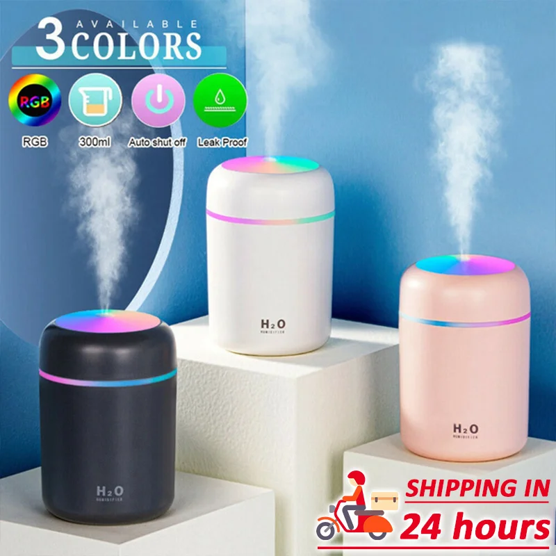 

Portable Humidifier Diffuser Aromatherapy Usb Cool Mist Sprayer with Led Light 300ml Aroma Essential Oil Purifier Air Home Car