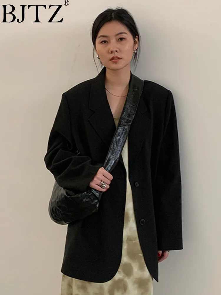 BJTZ белый повседневный простой однобортный маленький пиджак с длинными рукавами