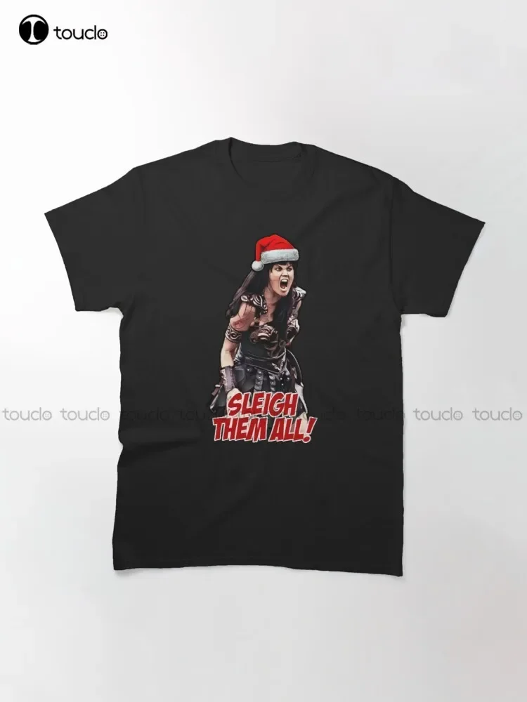 Xena Sleigh Them All Christmas Trending T-Shirt Warrior Princess Shirts For Teens Girls Funny Art Streetwear Cartoon Tee