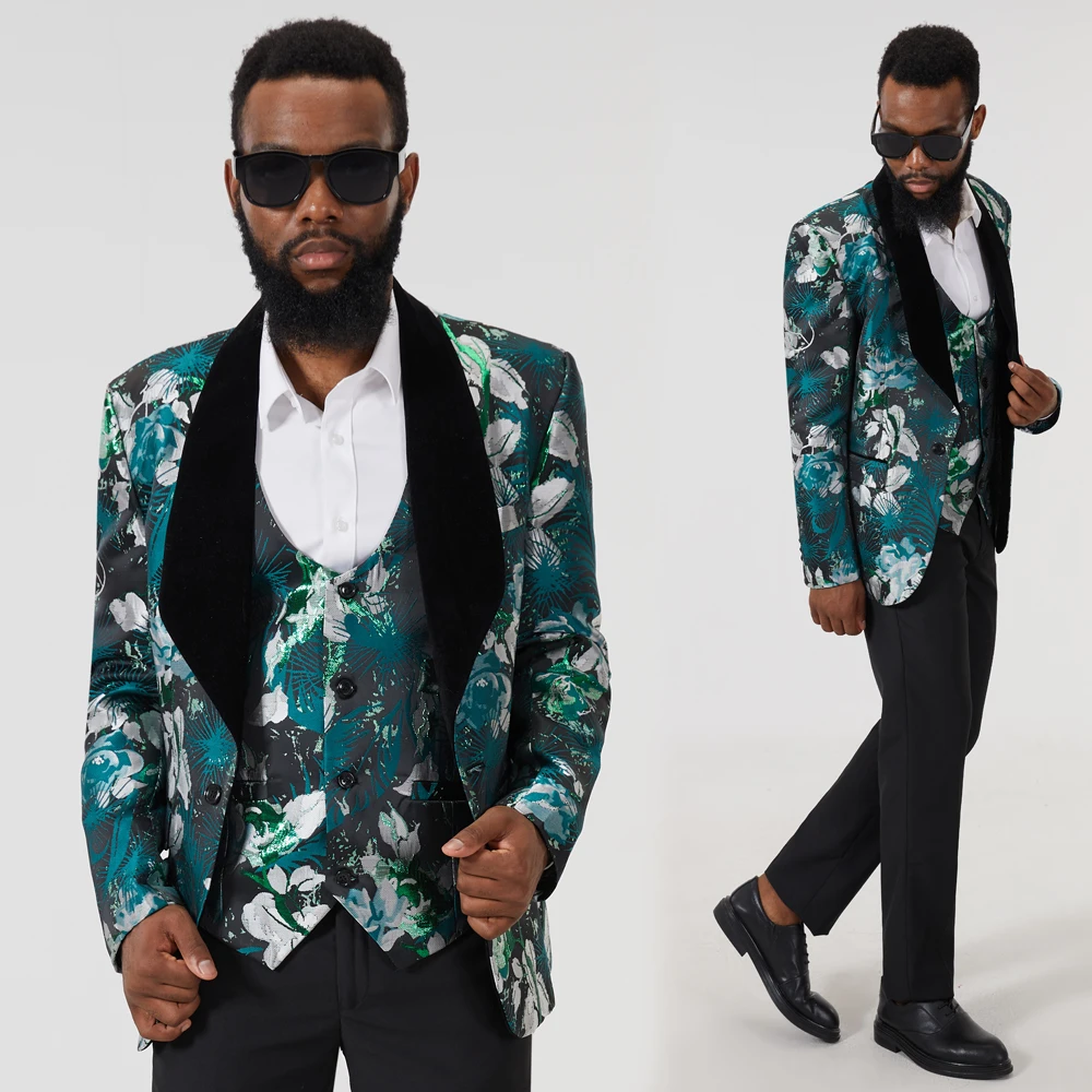 Мужские костюмы черные повседневные смокинги с воротником-шалью и лацканами из