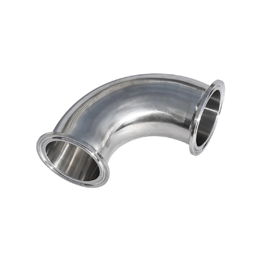 

51mm O/D 304 Stainless Steel Fits Ferrule OD 64mm Sanitary Ferrule 180 Degree Elbow Pipe Fitting Tri Clamp