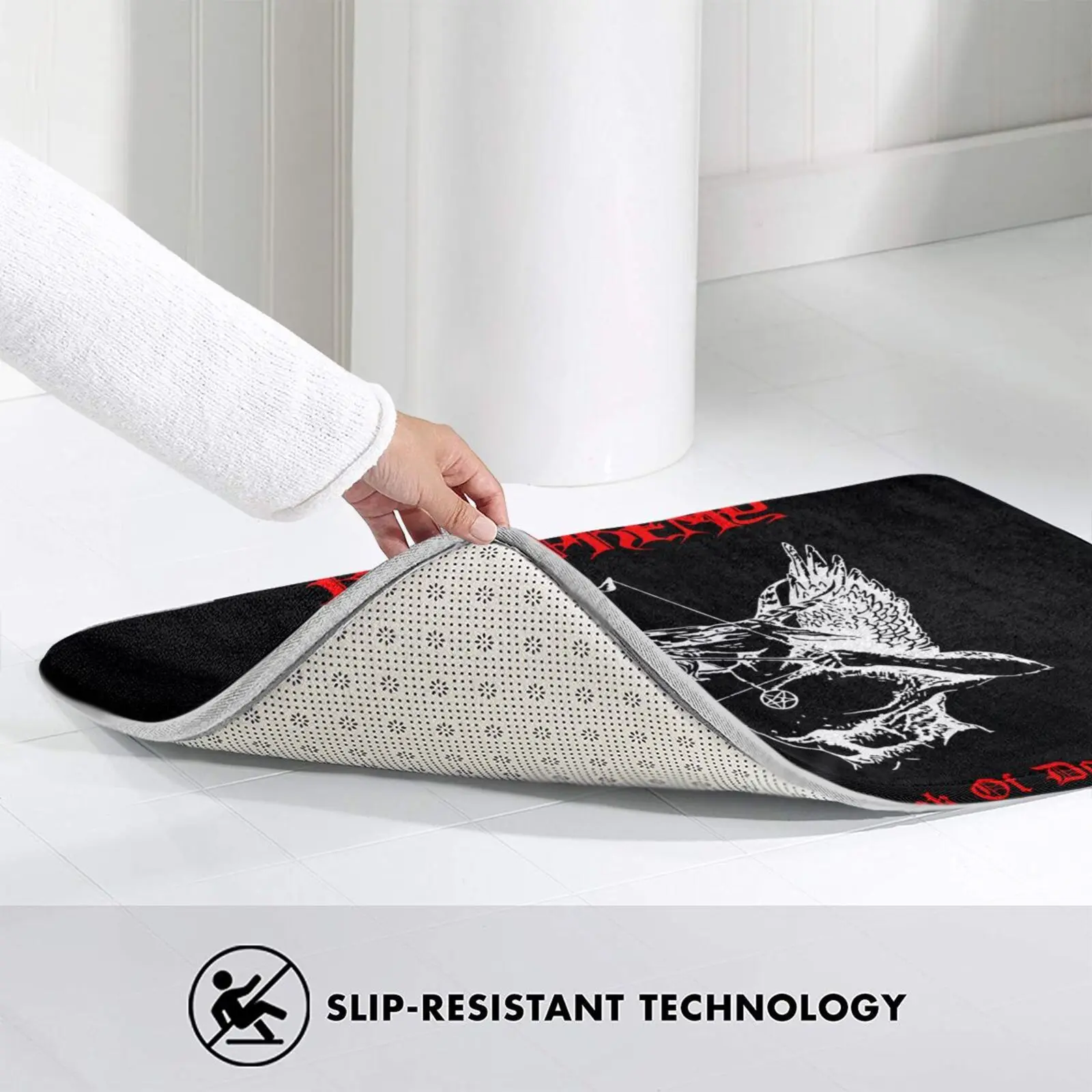 Черный металлический коврик с изображением богоматерчатого ангела Дума смерти