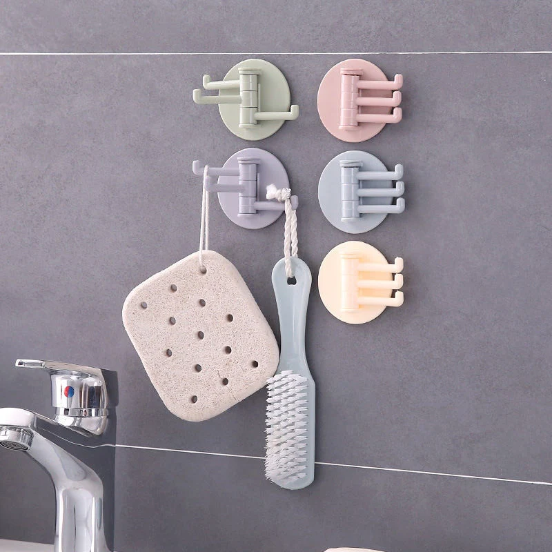 

Three Branch Rotatable Seamless Adhesive Hook Strong Bearing Stick Hook Kitchen Wall Hanger Bathroom Kitchen supplies Hooks