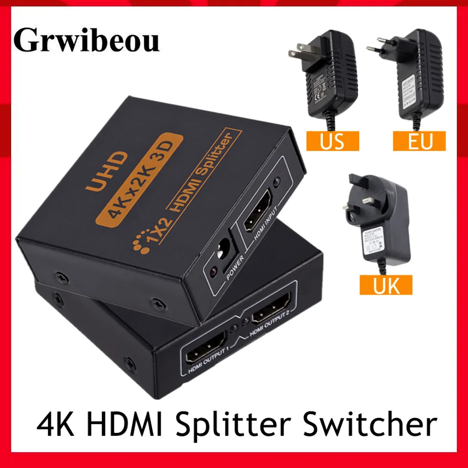 

Grwibeou 4K HDMI Splitter Full HD 1080p 1 In 2 HDMI Splitter Video HDMI Switch Switcher 1X2 Dual Display For HDTV DVD PS3/4 XBOX