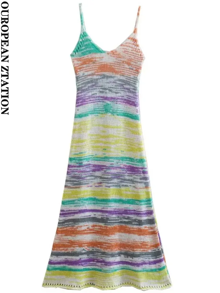 

Женское трикотажное платье-миди с открытой спиной и V-образным вырезом