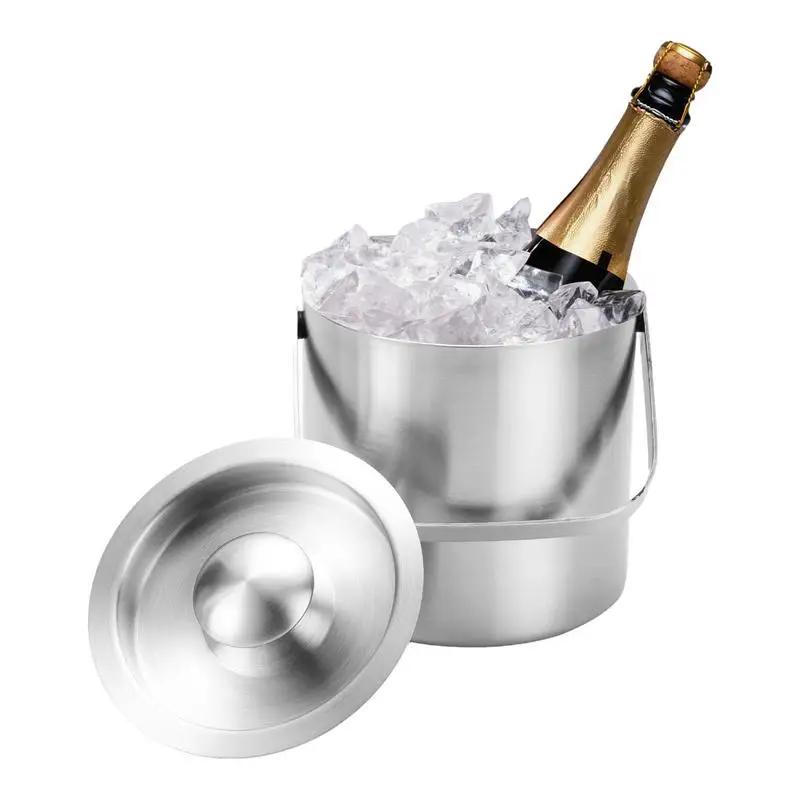 

Party Ice Bucket Anchored Tub With Handle For Champagne Wine Cocktails Beer Beverage Ice Buckets With Double Walls And Lid For