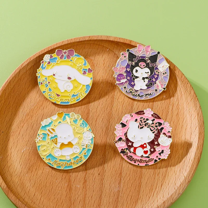 Мультяшная брошь Sanrio милый Kuromi Cinnamoroll Hello Kitty металлический значок мужская и