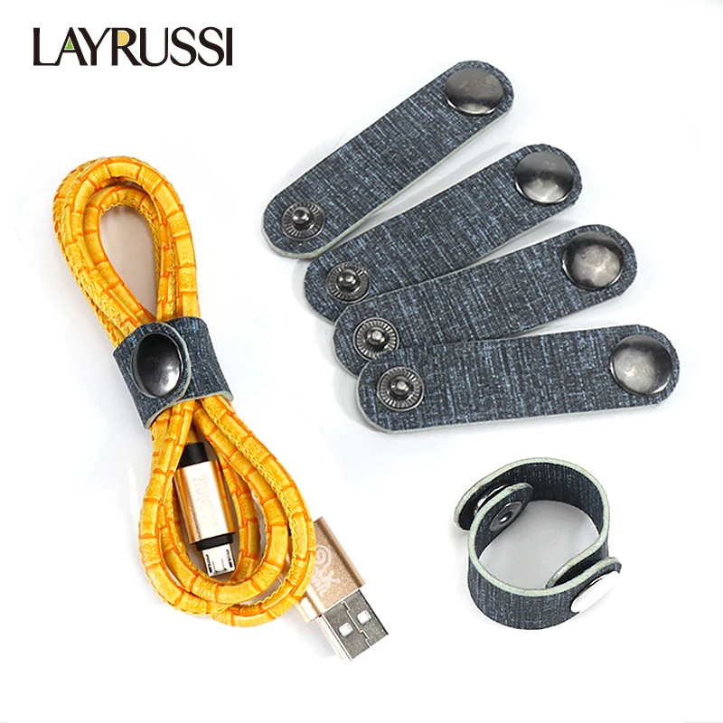 

LAYRUSSI, кожаный Органайзер для кабеля, устройство для сматывания проводов мыши, устройство для самостоятельной сборки, защелкивающаяся кнопк...