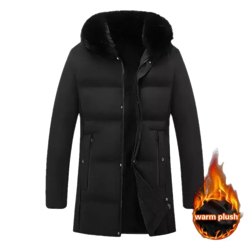 Men's Casual Coat Long Parkas Men's Fur Lined Lapel Coat 2022 Winter Men's Coat Plus Size 5XL