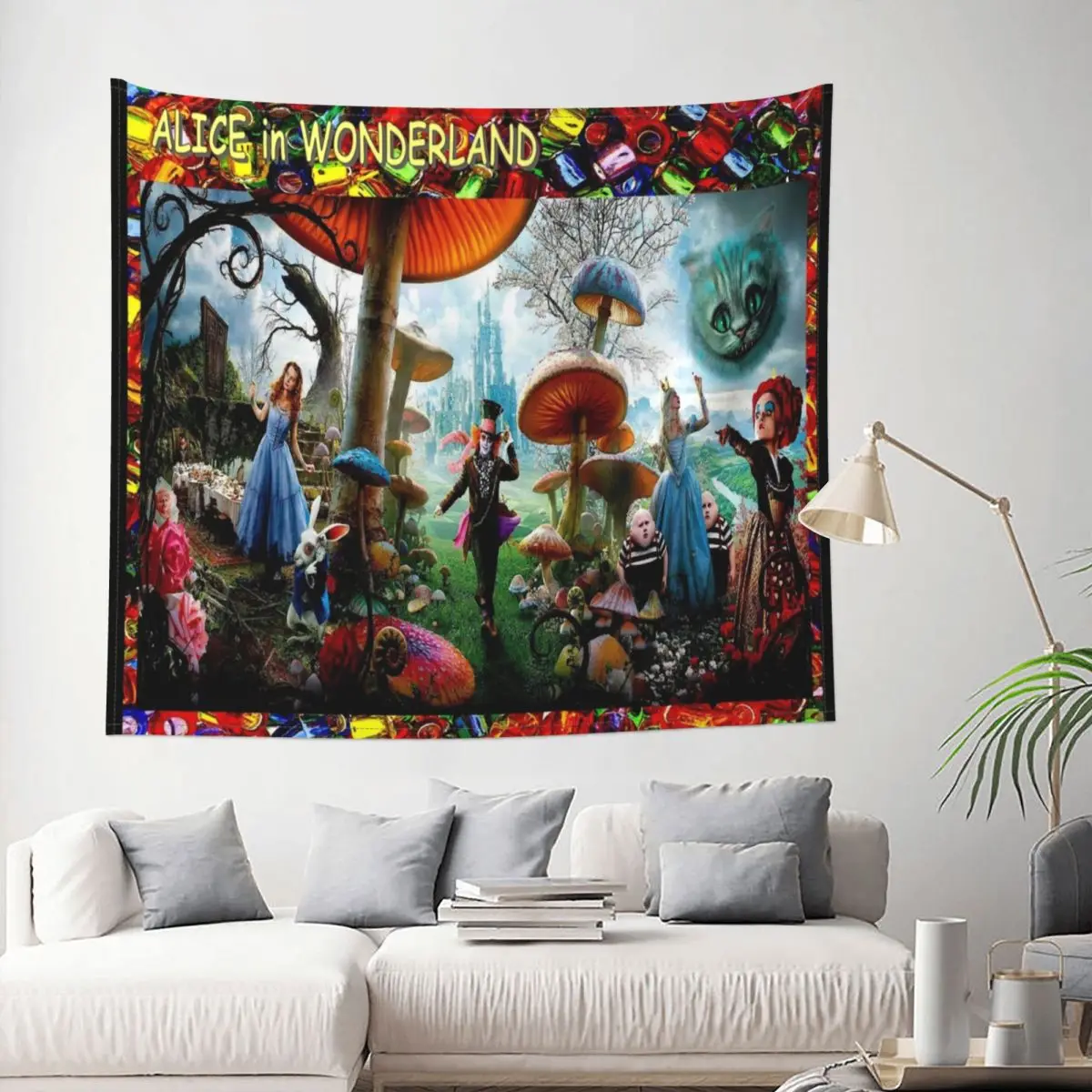 

Alice In Wonderland Tapestry Mushroom Psychedelic Trippy Decoration Wall Room Home Decor Hanging Bedroom Kawaii Cartom Style