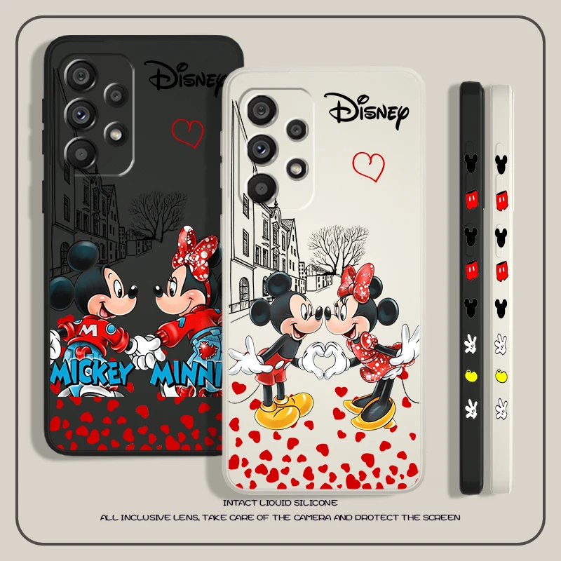 

Love Mickey Mouse Minne Liquid Left Rope Phone Case For Samsung A73 A72 A71 A52 A53 A54 A51 A42 A34 A32 A14 A13 A12 A23 5G Cover