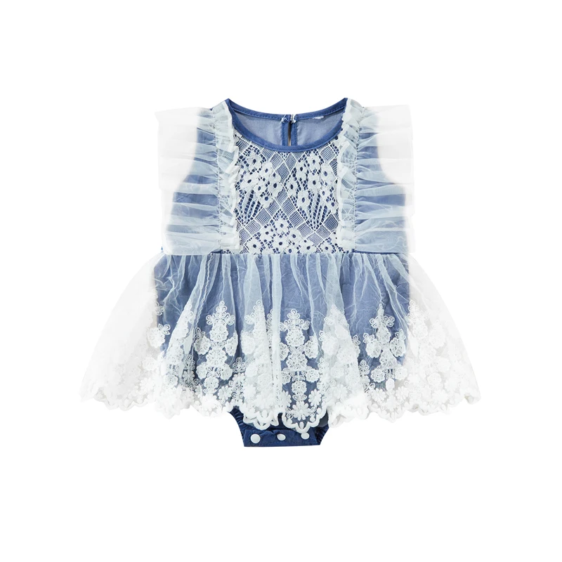 

2022 Baby Romper, Kids Lace Floral Round Neck Sleeveless Bodysuit Casual Wear for Summer, 0-18 Months