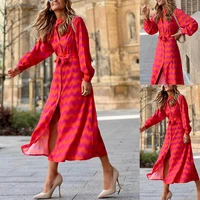 womens autumn 2022 the new amazon european and american womens print lace up contrasting bohemian split dress