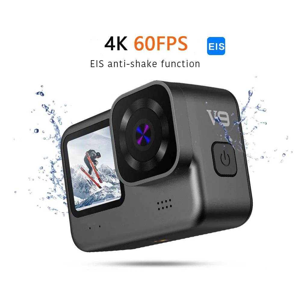 

V9 Action Camera 4K 60FPS Waterproof EIS Anti Shake Sports Camera with Dual Screen 170° Wide Angle Video Recording Car Cam