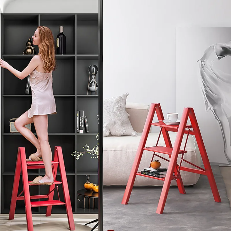 

Fashionable And Versatile High Tools Kitchen Multi-functional Step Stop Thickened Folding Ladder Stop 150kg Aluminum Ladder